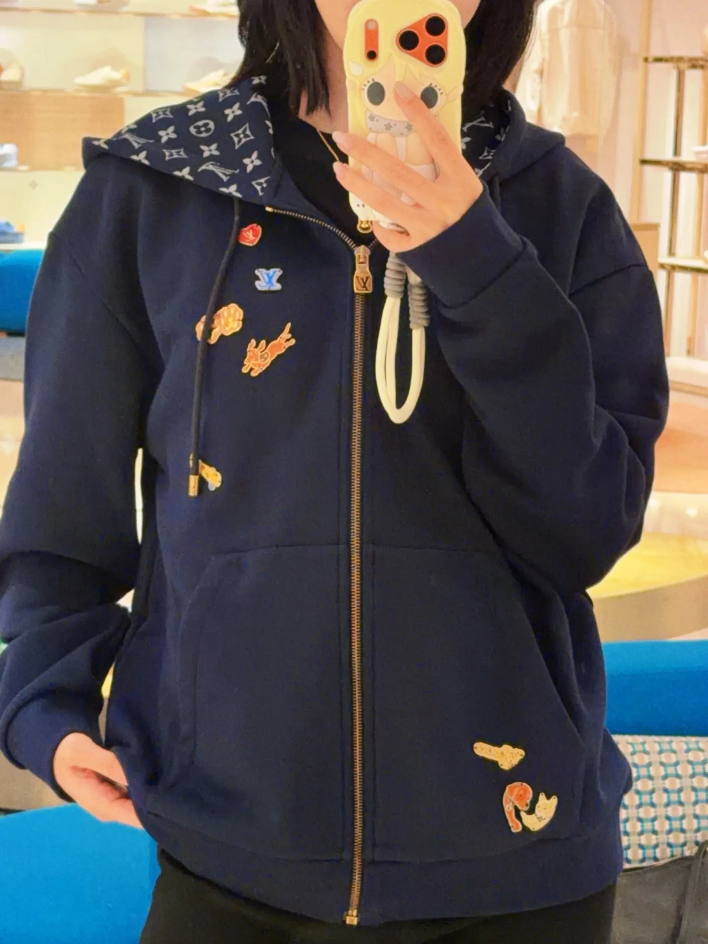 Louis Vuitton/Louis Vuitton Childlike Hardware CVD zipper hooded sweatshirt jacket